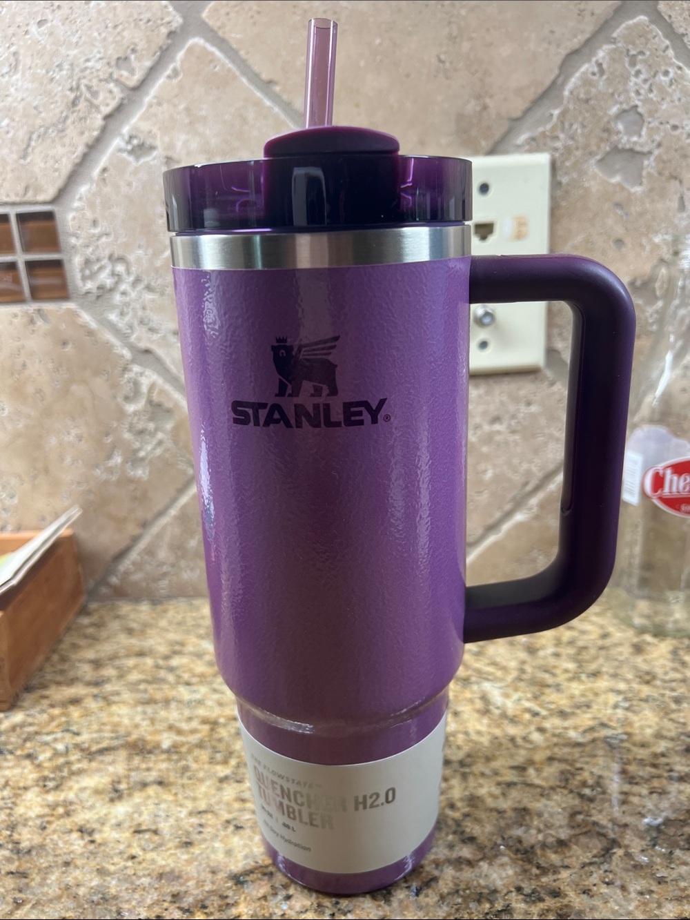 Stanley Purple Travel Tumbler with Handle and Straw 30 oz